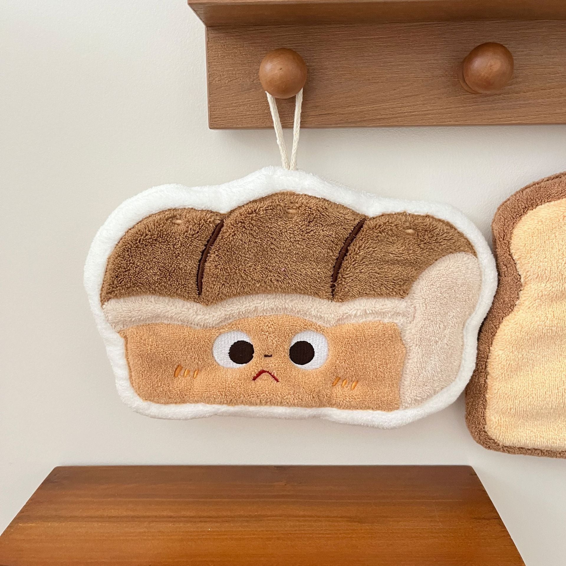Set of 4 Assorted Bread Cartoon Hanging Hand Towels + FREE rolling pin Towel