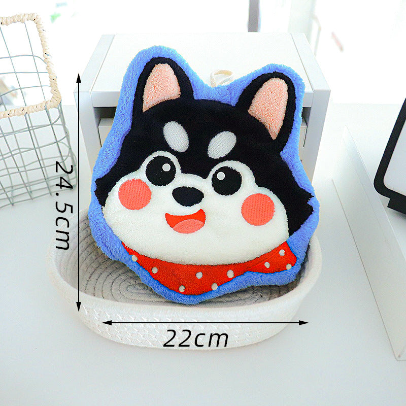 Set of 4 Assorted Cute Doge Cartoon Hanging Hand Towels (Super Absorbent)