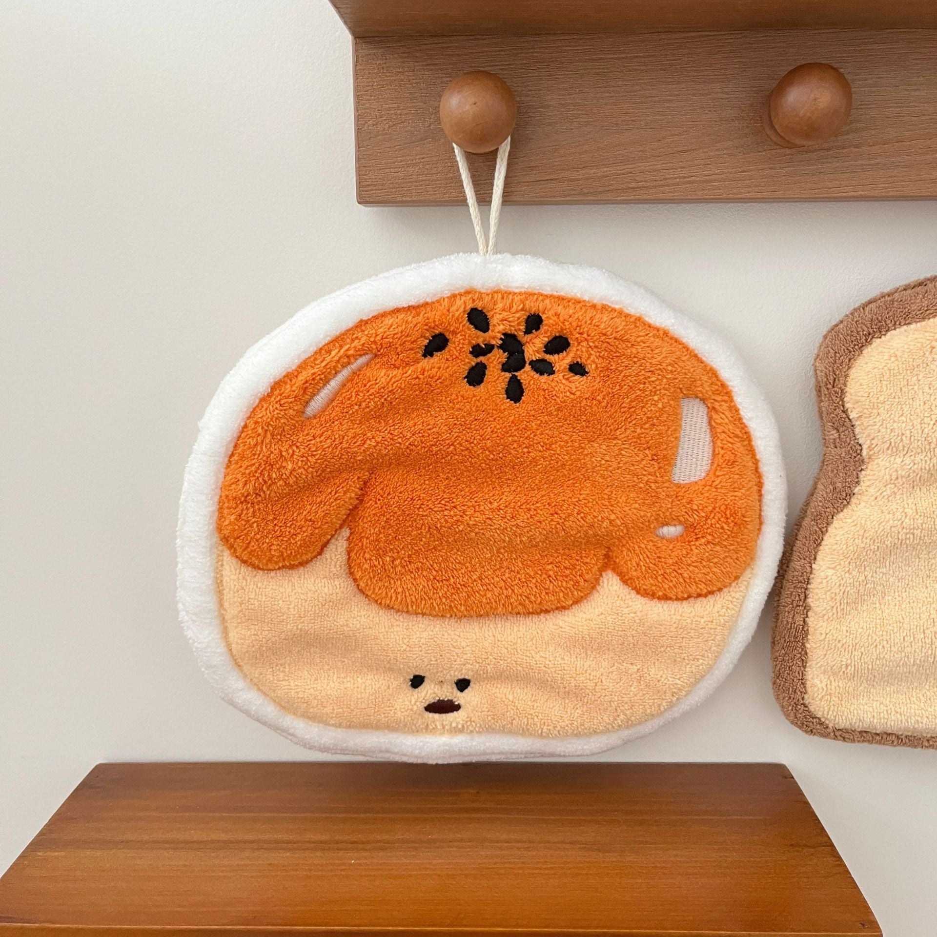 Set of 4 Assorted Bread Cartoon Hanging Hand Towels + FREE rolling pin Towel