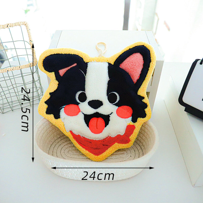 Set of 4 Assorted Cute Doge Cartoon Hanging Hand Towels (Super Absorbent)