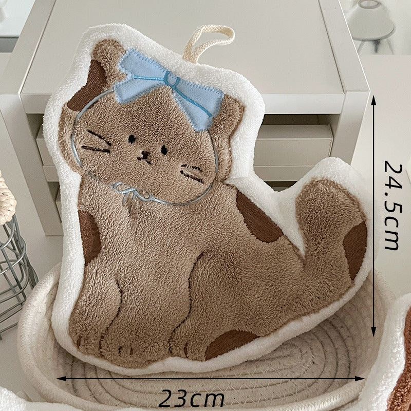 Set of 3 Assorted Cute Kitty Cartoon Hanging Hand Towels (Super Absorbent)