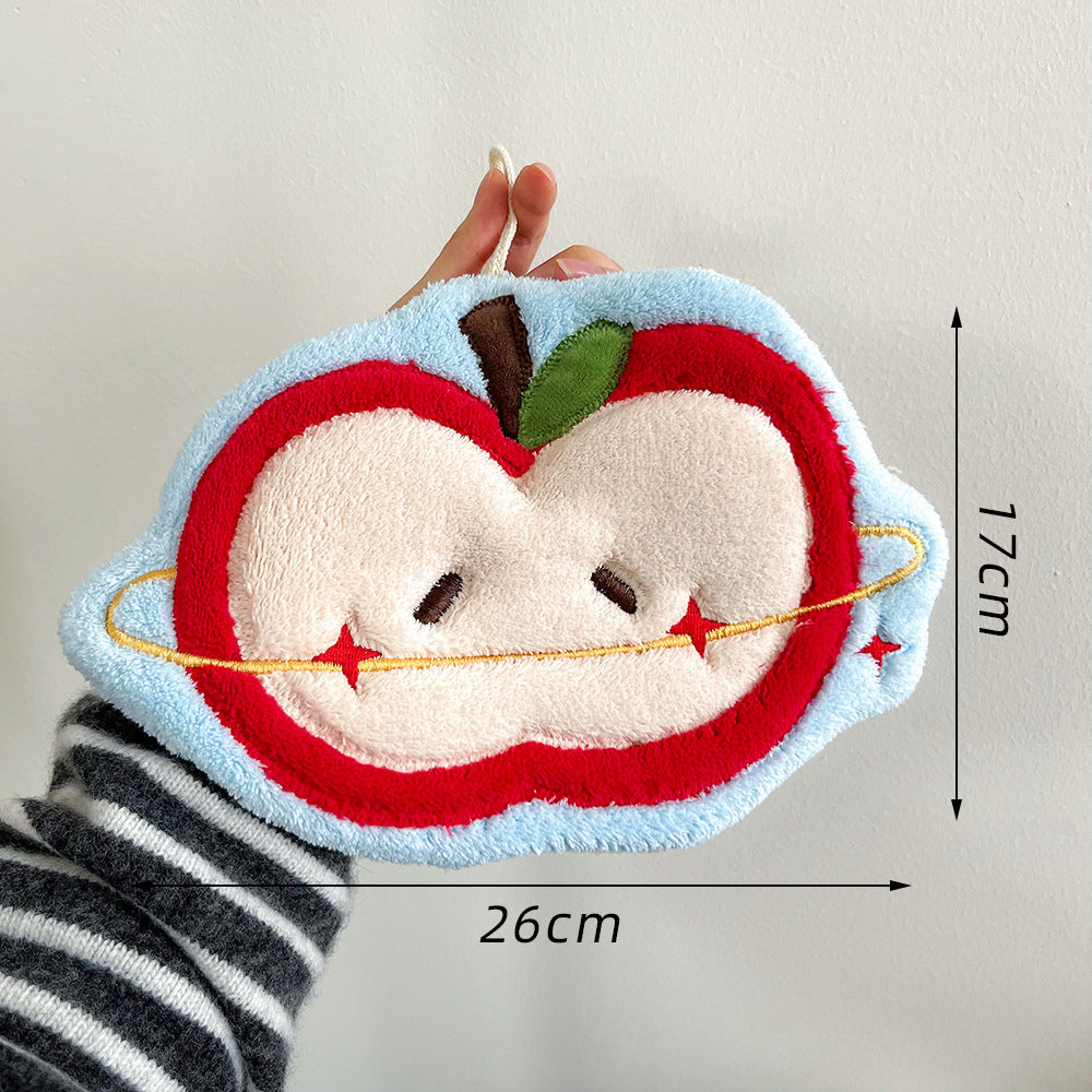 Set of 3 Assorted Red Apple Cartoon Hanging Hand Towels (Super Absorbent)
