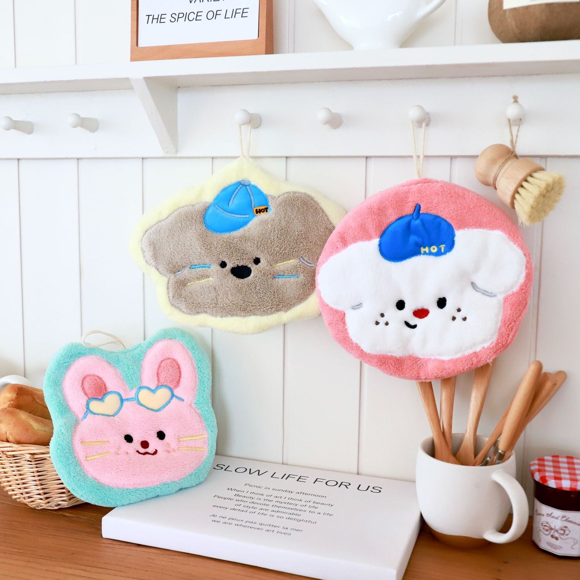 Set of 3 Assorted Cute Cartoon Hanging Hand Towels (Super Absorbent)