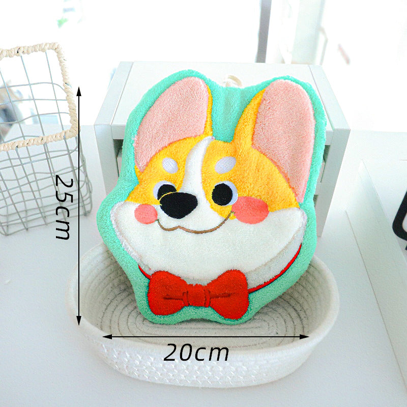 Set of 4 Assorted Cute Doge Cartoon Hanging Hand Towels (Super Absorbent)