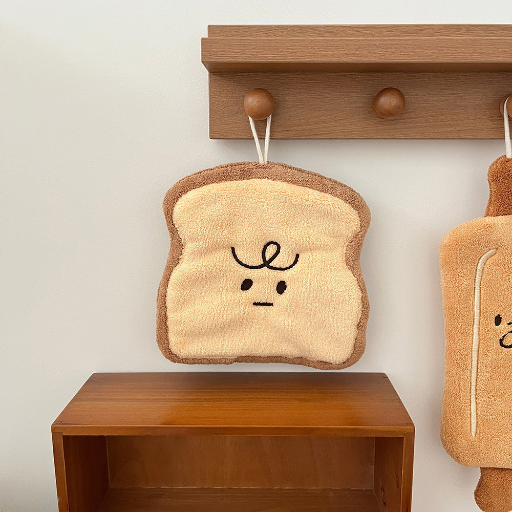 Set of 4 Assorted Bread Cartoon Hanging Hand Towels + FREE rolling pin Towel