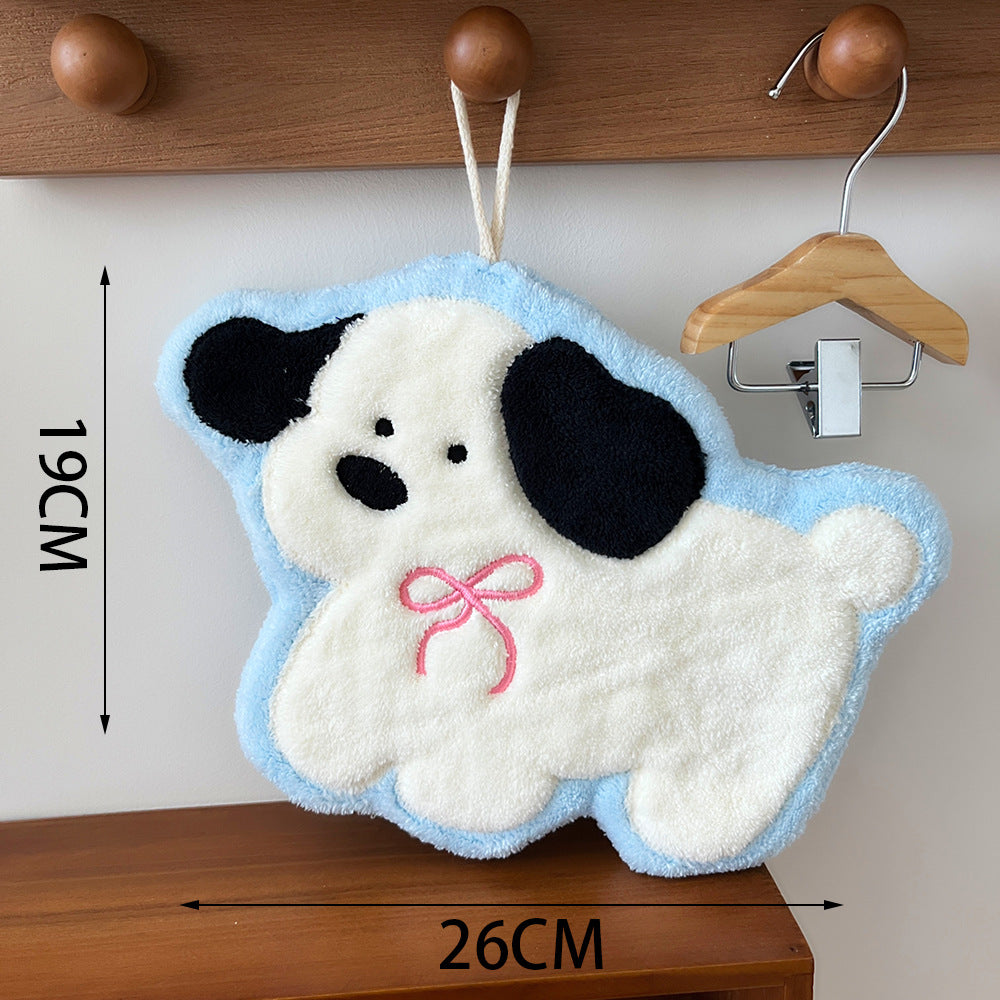 Set of 3 Assorted Cute Puppy Cartoon Hanging Hand Towels (Super Absorbent)