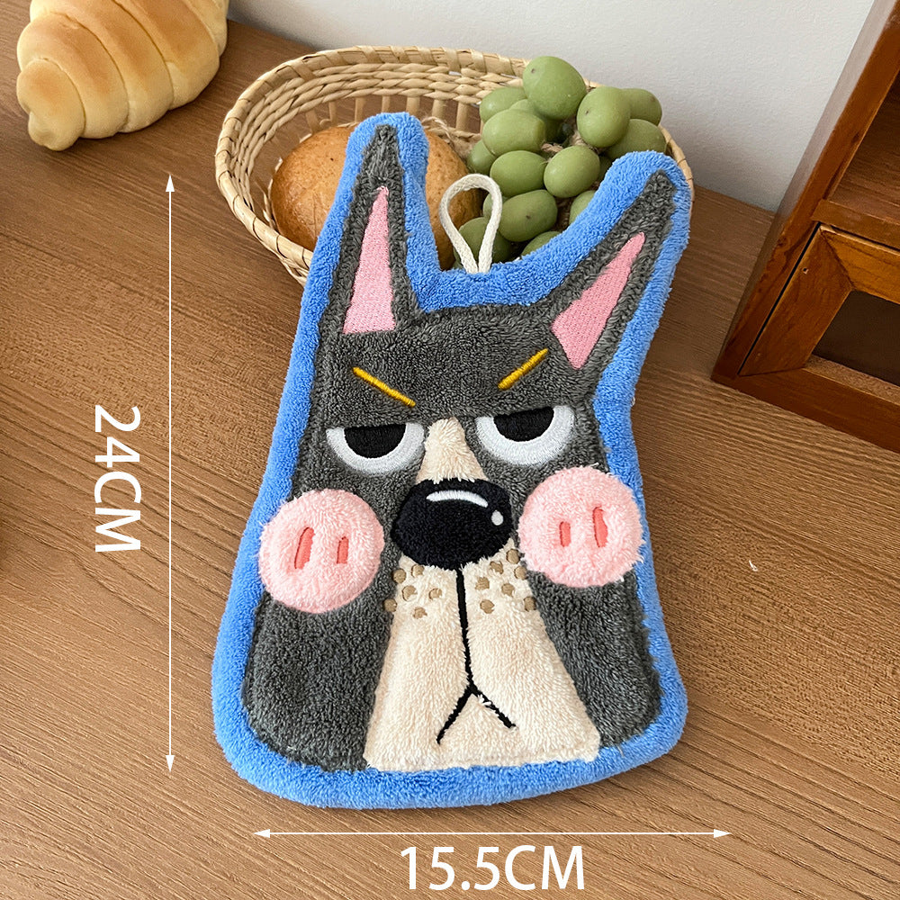 Set of 3 Assorted Cute Doge Cartoon Hanging Hand Towels (Super Absorbent)