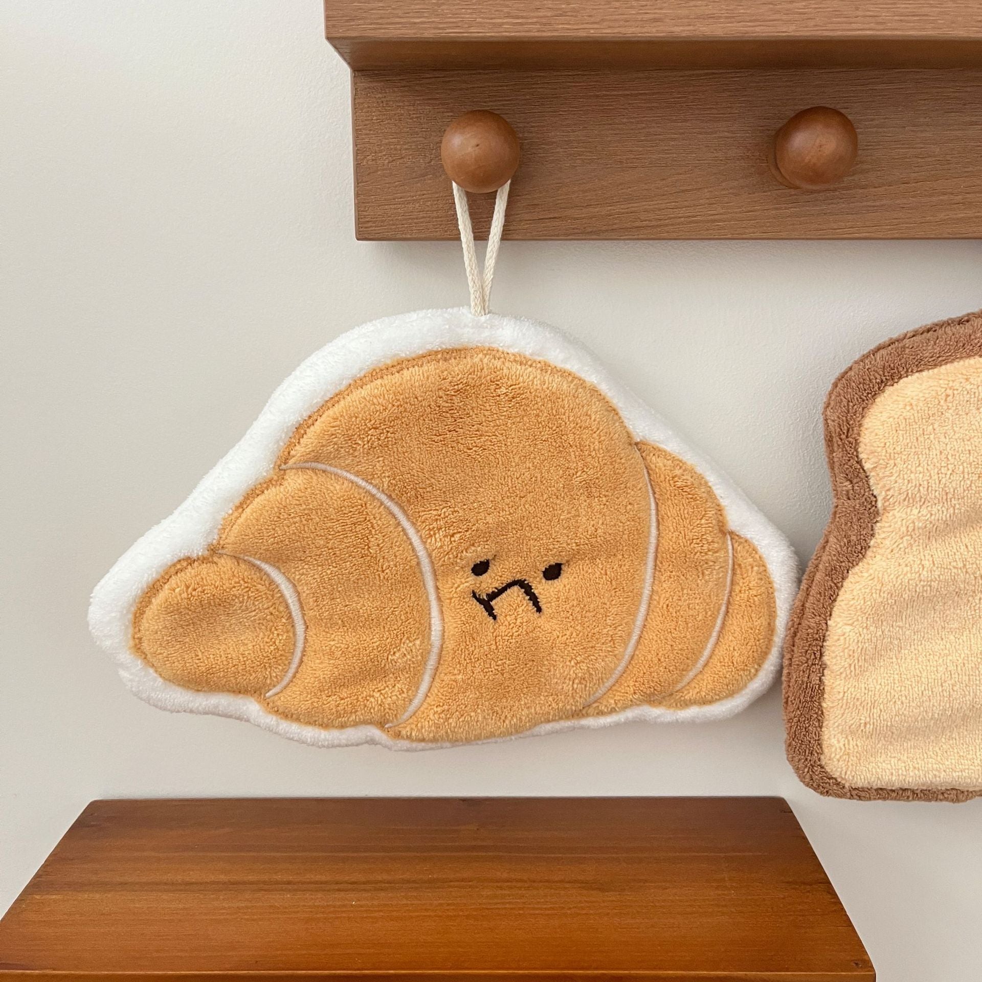 Set of 4 Assorted Bread Cartoon Hanging Hand Towels + FREE rolling pin Towel