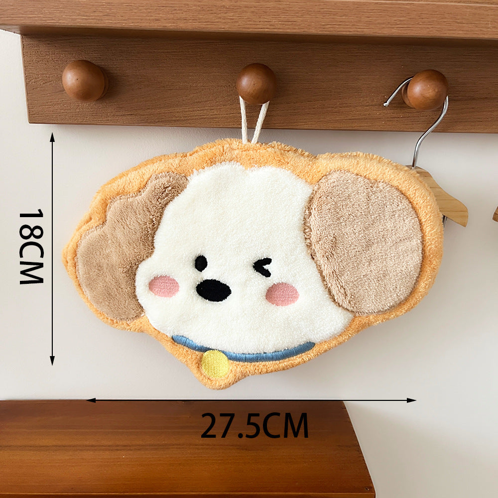 Set of 3 Assorted Cute Puppy Cartoon Hanging Hand Towels (Super Absorbent)